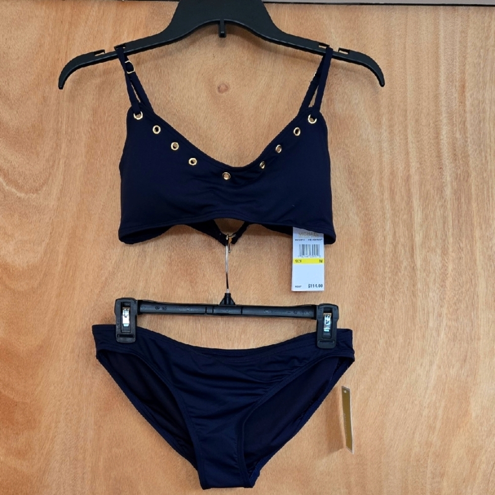 Michael Kors Navy Bikini with Gold Details